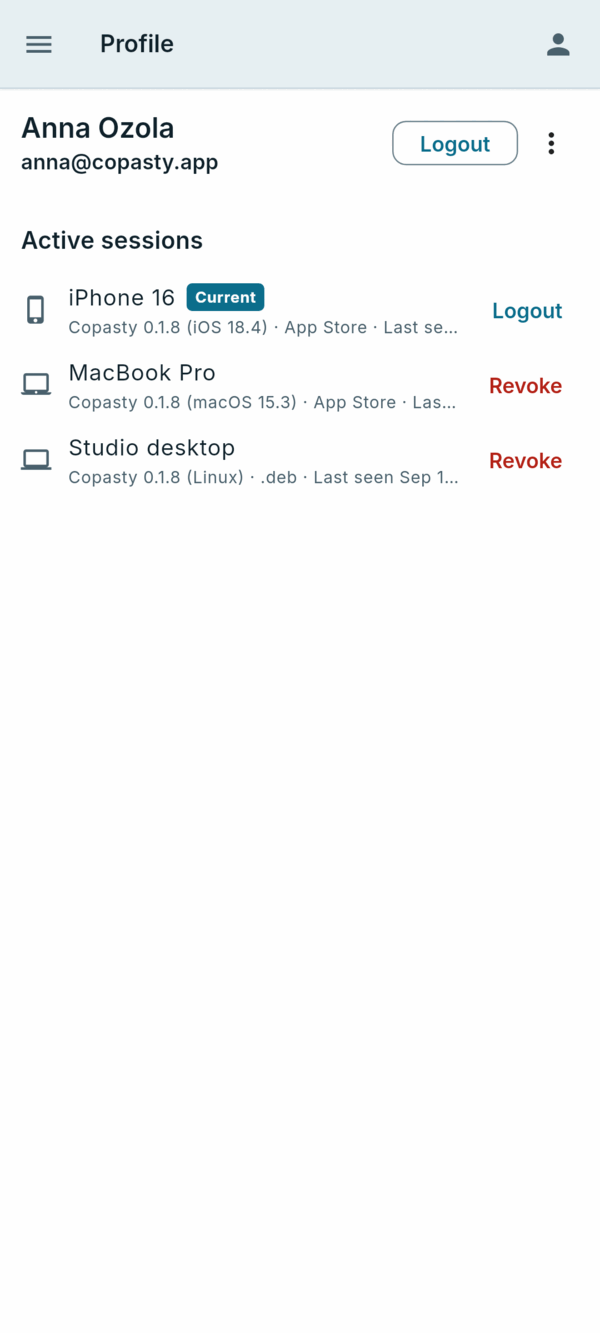 The account and its connected devices