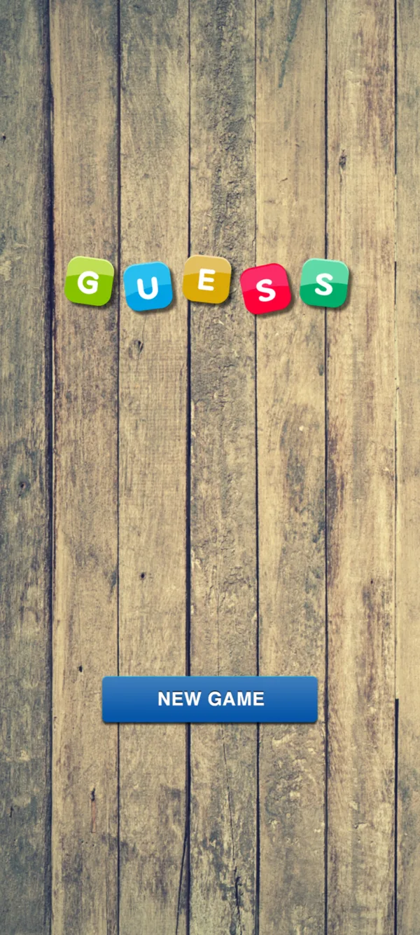 Guess a Word Game home screen with the New Game button