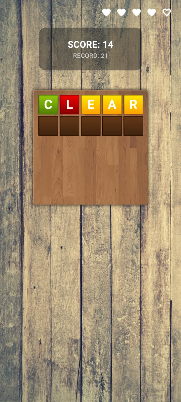 A first guess with its letters marked green, yellow and red