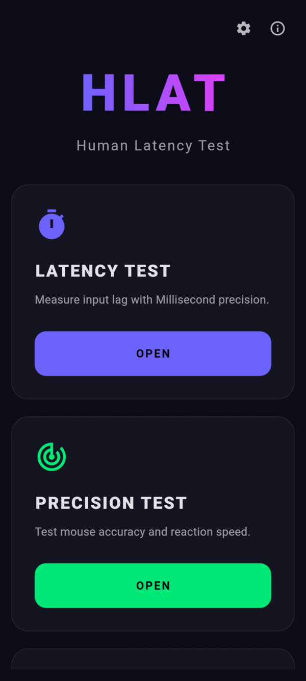 The four HLAT tests on a phone