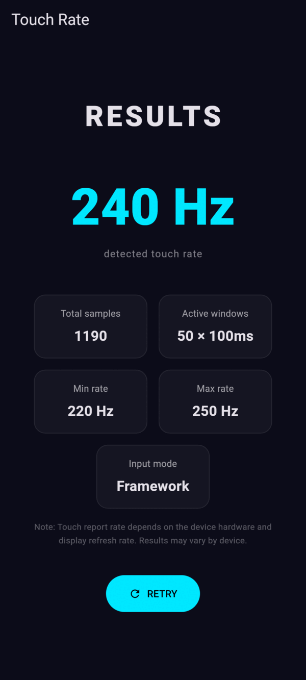 A 240 Hz touchscreen polling rate