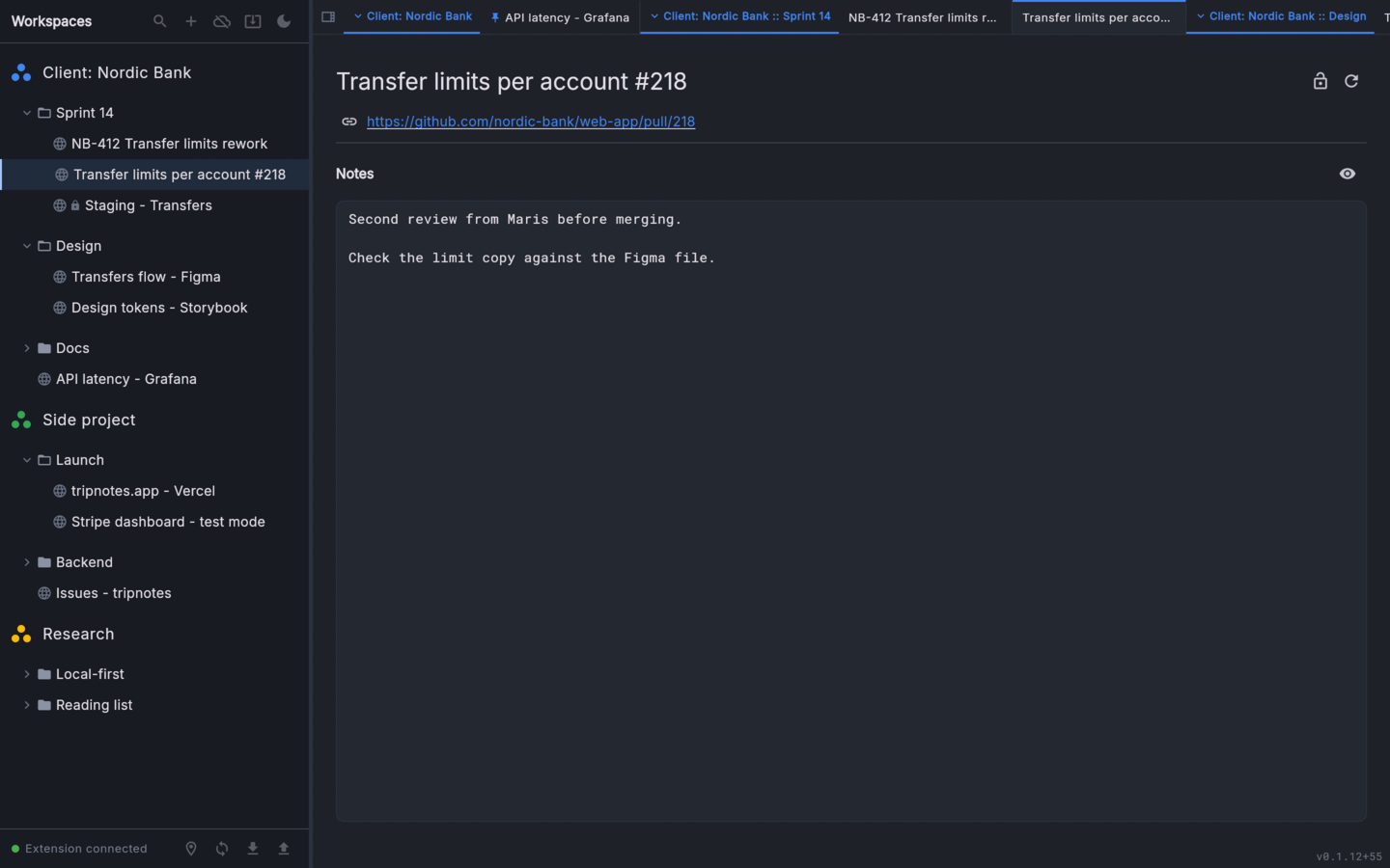 The workspace tree in the dark theme